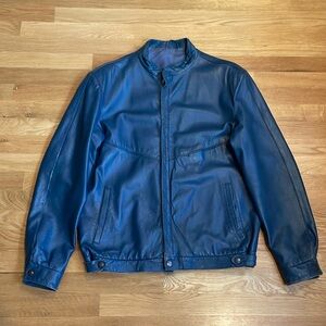 Fiocchi Italy blue leather motorcycle jacket men’s medium